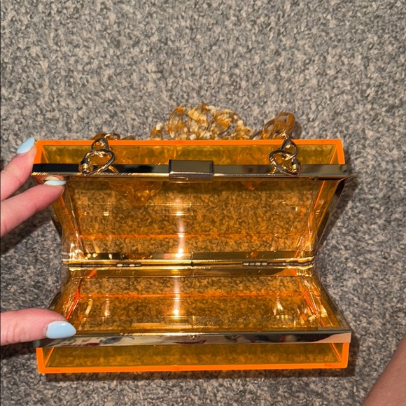 Orange Acrylic Bag with Chain - Picture 2 of 6